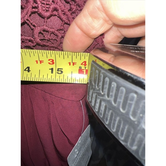 Lulus Angel in Disguise Burgundy Lace Lined Skater Dress Holiday New Year L NEW - Picture 9 of 11